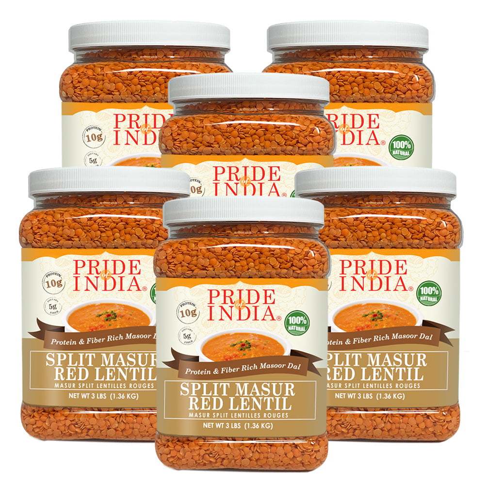 Indian Split Masur Red Lentils - Protein & Fiber Rich Masoor Dal Jar