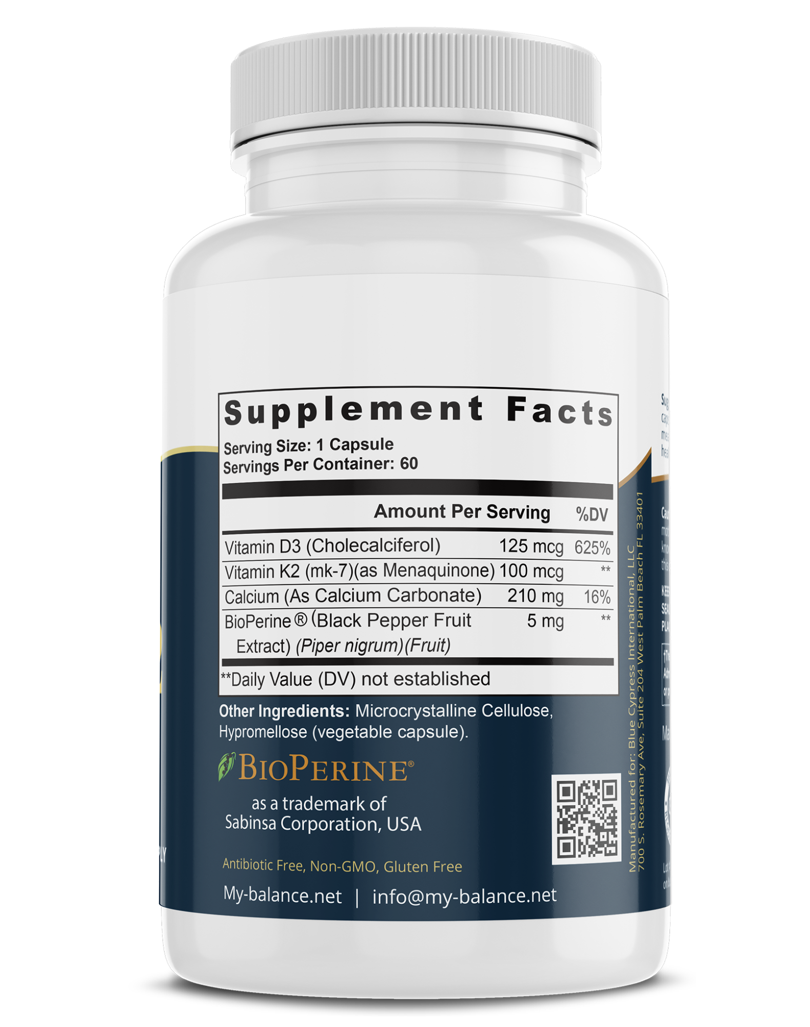 Vitamin D3 + K2 with BioPerine