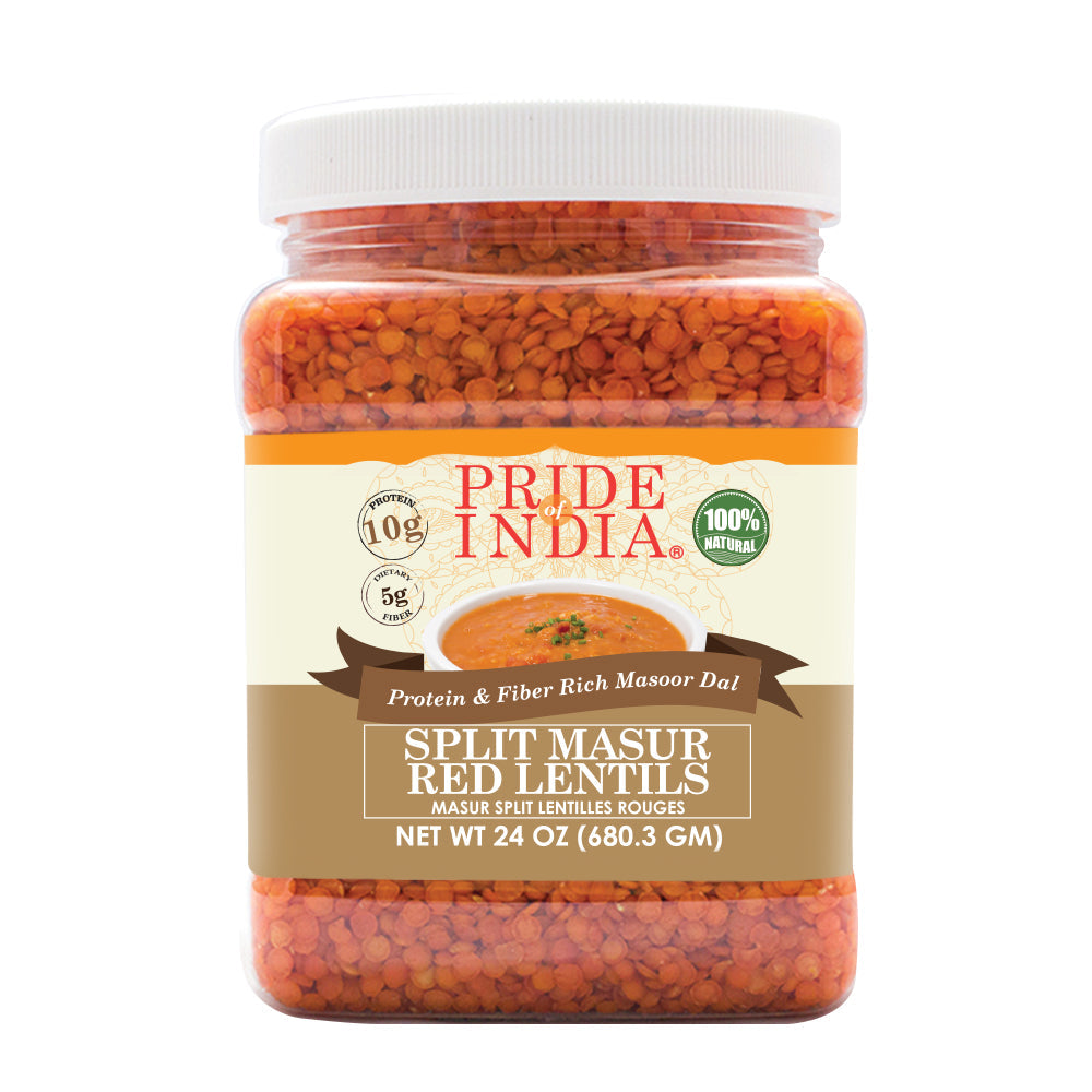 Indian Split Masur Red Lentils - Protein & Fiber Rich Masoor Dal Jar